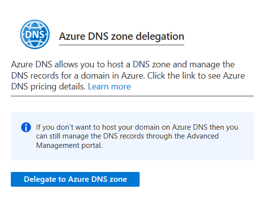 Azure DNS Creation Pane